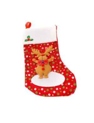 Weihnachtssocke Rentiermotiv Farbe: rot