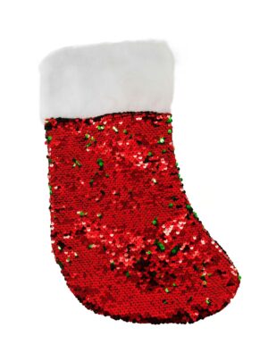 Weihnachtssocke Wendepailletten rot/grün