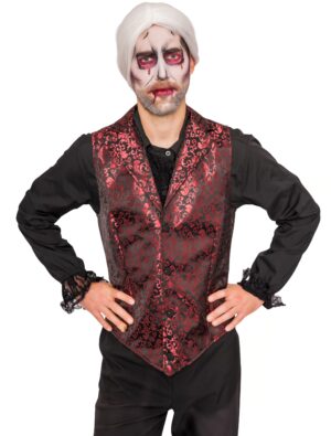 Weste Brokat Herren schwarz/rot 4XL
