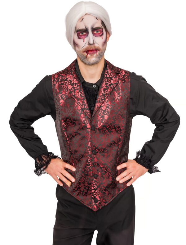 Weste Brokat Herren schwarz/rot 4XL