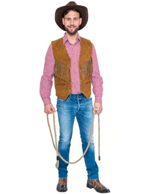 Weste Cowboy Leder Herren braun S/M