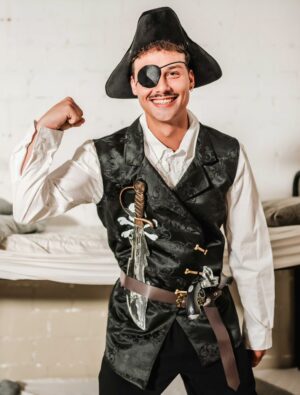 Weste Pirat mit Totenkopf schwarz S/M