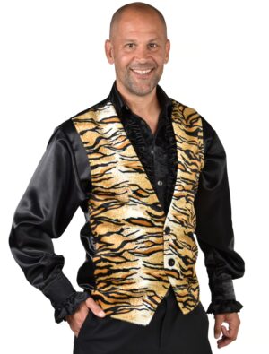 Weste Tigermuster Herren braun 4XL/5XL