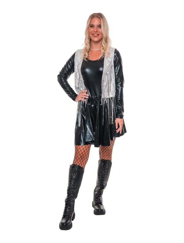 Weste mit Paillettenfransen silber S/M
