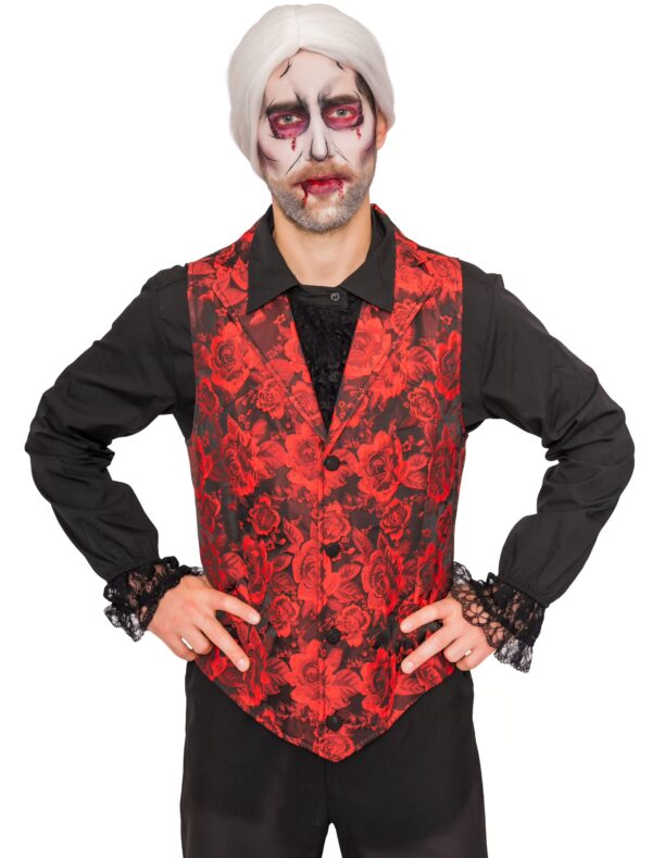 Weste mit Rosen Herren rot 3XL