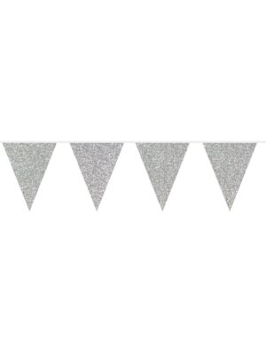 Wimpelkette Glitter silber 6m