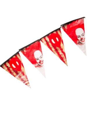 Wimpelkette Horror-Clown 6m Farbe: rot/weiß