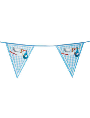 Wimpelkette Storch Geburt Junge 10m Farbe: hellblau