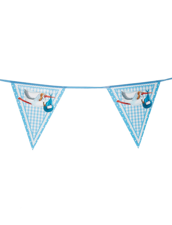 Wimpelkette Storch Geburt Junge 10m Farbe: hellblau