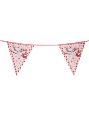 Wimpelkette Storch Geburt Mädchen 10m Farbe: rosa