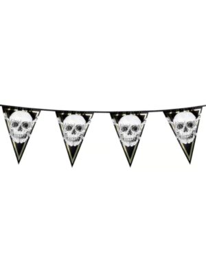 Wimpelkette Totenschädel 4m Farbe: schwarz/weiß