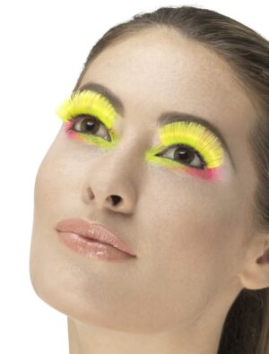 Wimpern 80er Jahre Damen neongelb