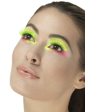 Wimpern 80er Jahre Damen neongrün