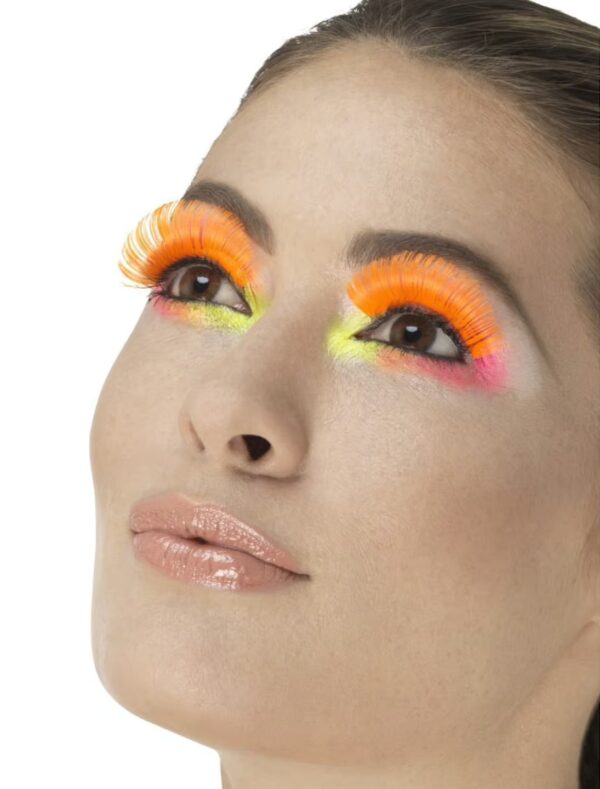 Wimpern 80er Jahre Damen neonorange