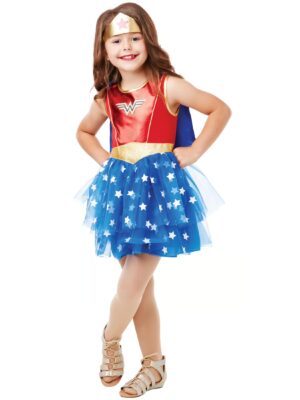 Wonder Woman Premium 3-tlg. Kinder rot/blau 5-6 Jahre