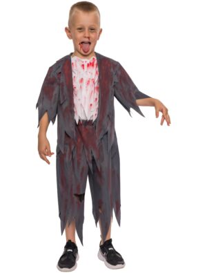 Zombie Schuluniform blutig 2-tlg. Unifarben dunkelblau