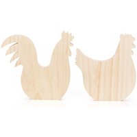 Huhn und Hahn aus Holz