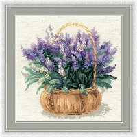 Stickbild "Lavendel im Korb"