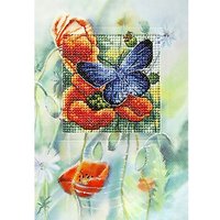 Stick-Grußkarte "Schmetterling & Mohn"