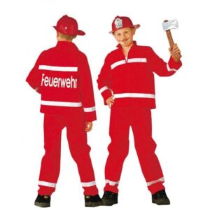 Feuerwehrmann 2tlg. Kostüm für Kinder in rot-Kinder 164