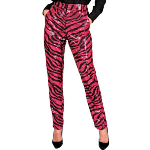 Pink Zebra Pailletten Hose für Damen