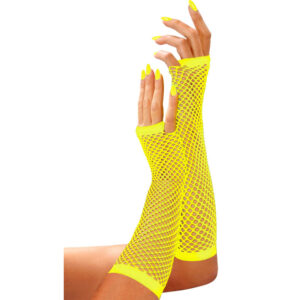 Fingerlose Netzhandschuhe neon-gelb 33cm