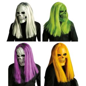 Skull Maske mit Haaren in 4 Farben-lila