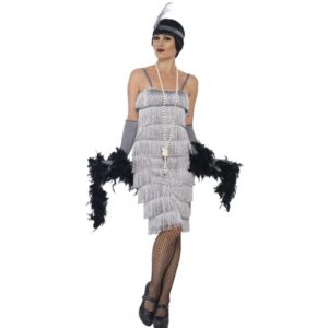 20er Jahre Carla Flapper Kostüm grau-L