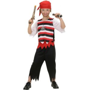 Piraten Junge Kostüm 4-teilig in rot-weiß