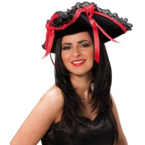 Piratin Lady Hut schwarz-rot