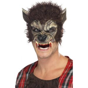 Werwolf Halb-Gesichtsmaske mit Kunstfell