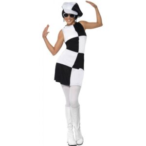 60er Party Girl Black and White Kostüm