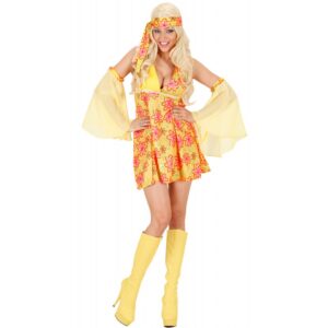 70er Jahre Hippie Kostüm für Damen in gelb