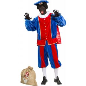 Schwarzer Piet Herrenkostüm Deluxe rot-blau