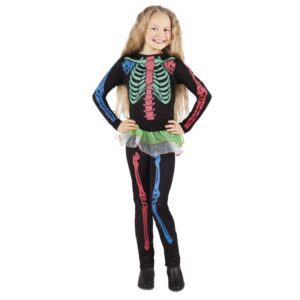 Buntes Skelett Mädchen Halloween Kostüm