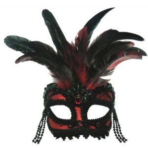 Carnivale Maskerada rot mit Federn