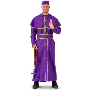 Bischof Kostüm für Herren violett-Herren 48/50