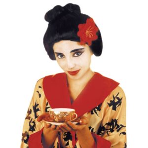 Geisha Girl Perücke mit Blume für Damen