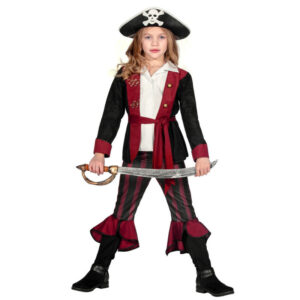 Burgunderrote Piratin Kostüm für Mädchen