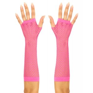Lange Netzhandschuhe neon-pink-Einheitsgröße