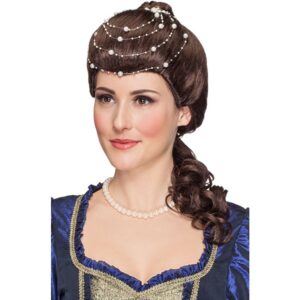Mittelalterliche Prinzessin Perücke mit Perlen