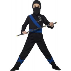 Ninja Dragon Fighter Kinderkostüm schwarz-blau