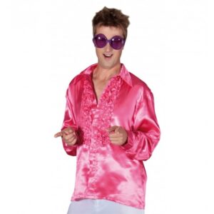 Luxus Discohemd für Herren Pink-L