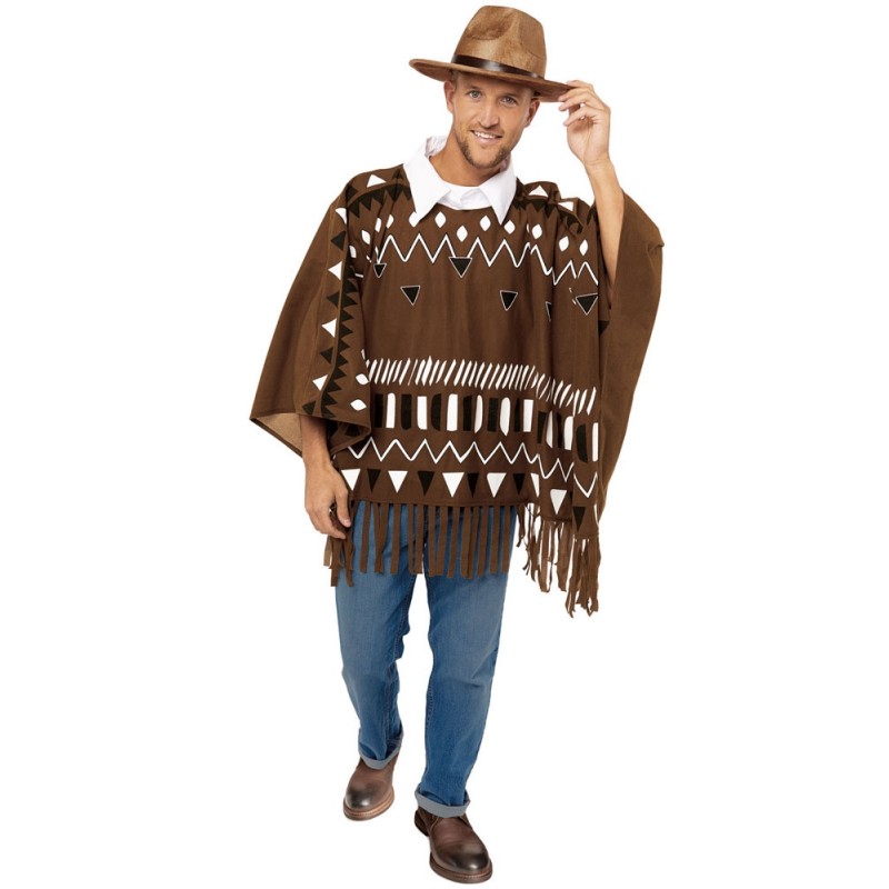 Mexikaner Poncho Kostüm für Herren braun-Einheitsgröße (S-L)
