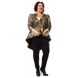 Premium Brokat Plus-Size Jacke gold für Damen