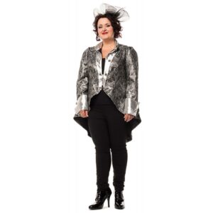 Premium Brokat Plus-Size Jacke silber für Damen