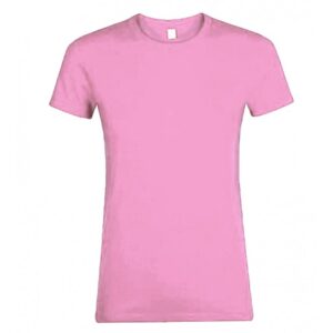 Rundhals T-Shirt rosa für Damen
