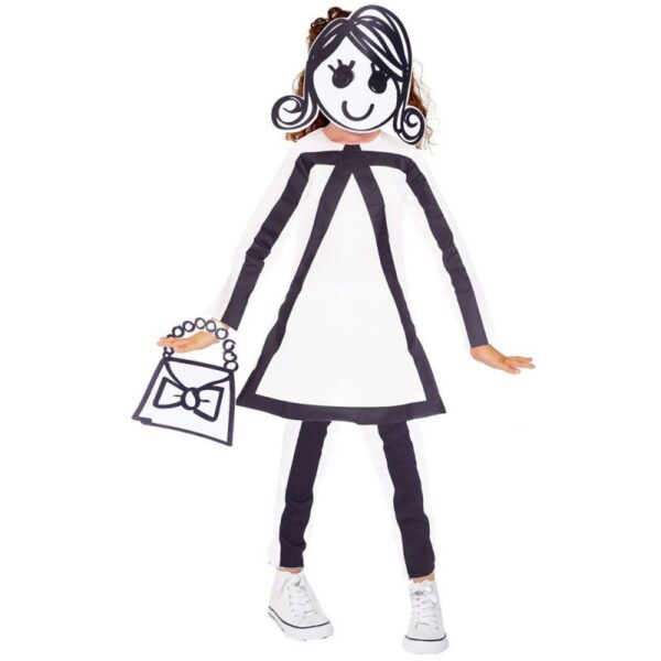 Strichmännchen Kostüm für Mädchen-Kinder 12-14 Jahre