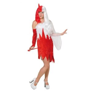 Teuflischer Engel Kostüm weiß-rot für Damen