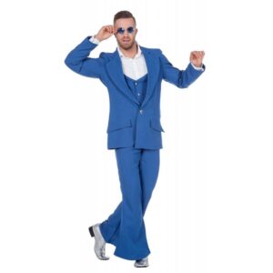 70er Jahre Disco Party Anzug blau-Herren 56